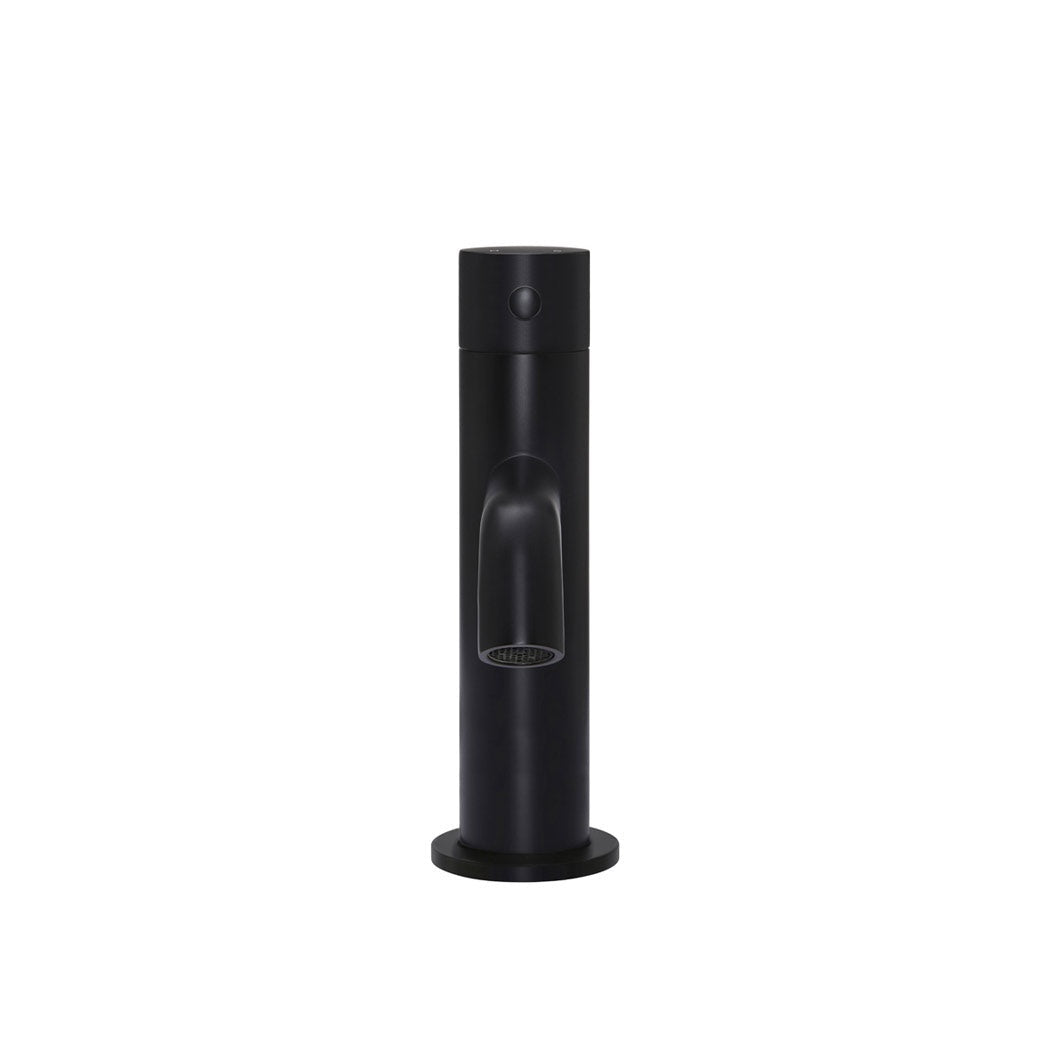 Piccola Basin Mixer Tap in Matte Black - close-up detail view