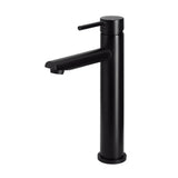 Round Tall Basin Mixer in Matte Black - front view