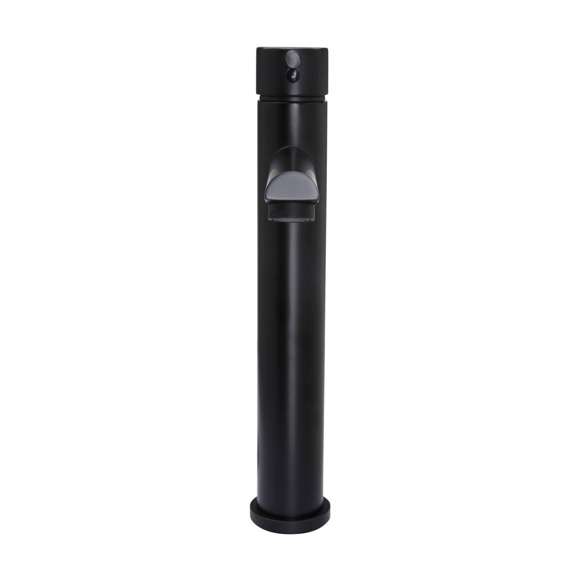 Round Tall Basin Mixer in Matte Black - close-up detail view