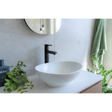 Round Tall Basin Mixer in Matte Black - finish and profile close-up