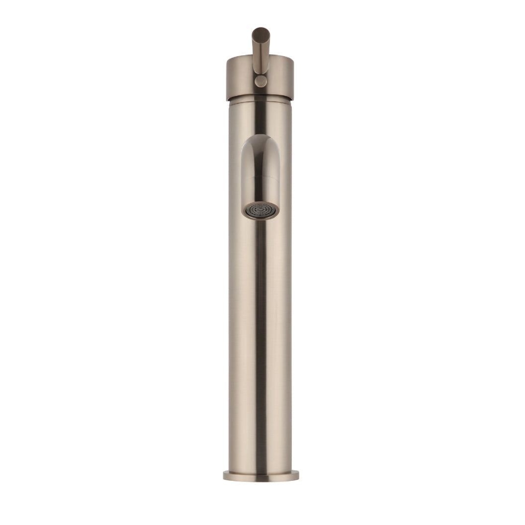 Round Tall Curved Basin Mixer - Champagne