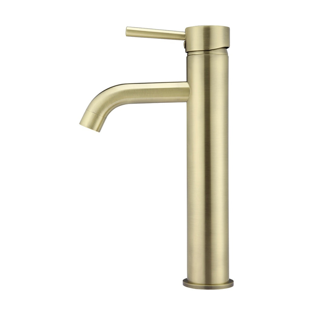 Round Tall Curved Basin Mixer - Tiger Bronze