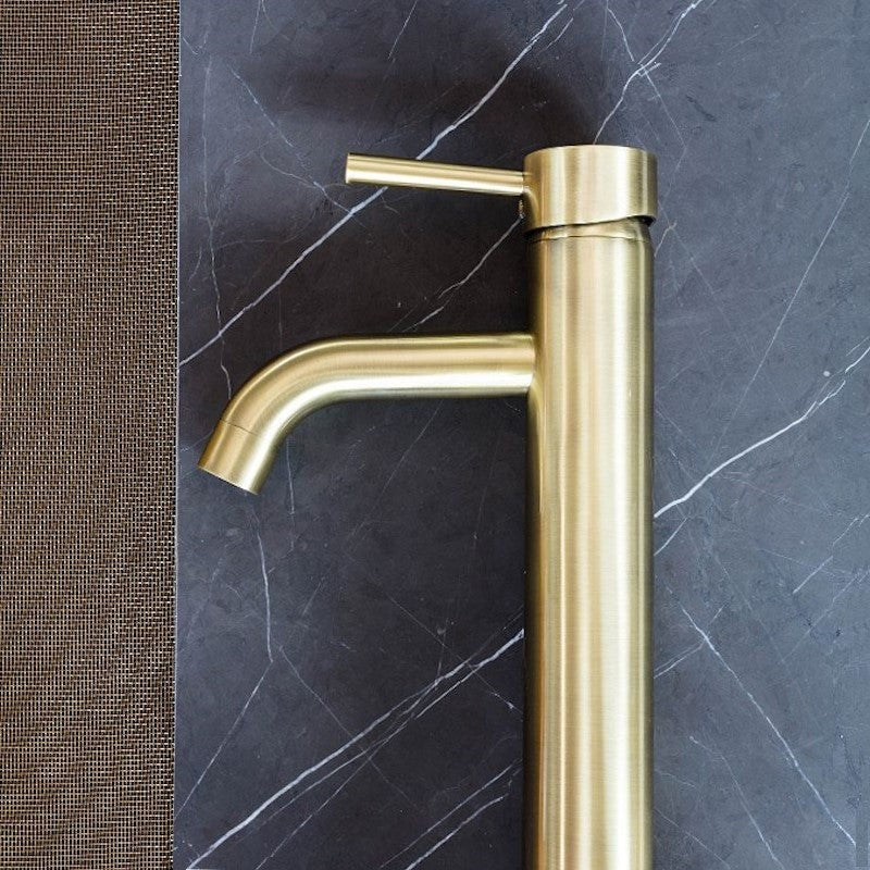 Round Tall Curved Basin Mixer - Tiger Bronze