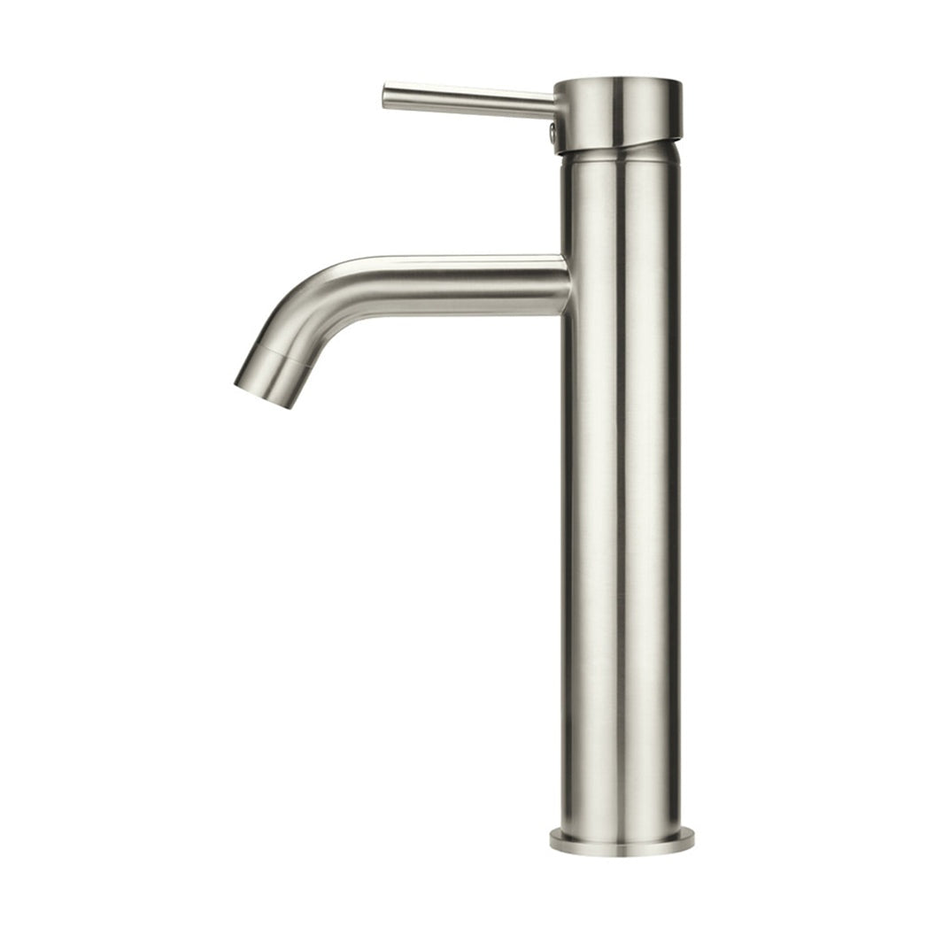 Round Tall Curved Basin Mixer - Brushed Nickel