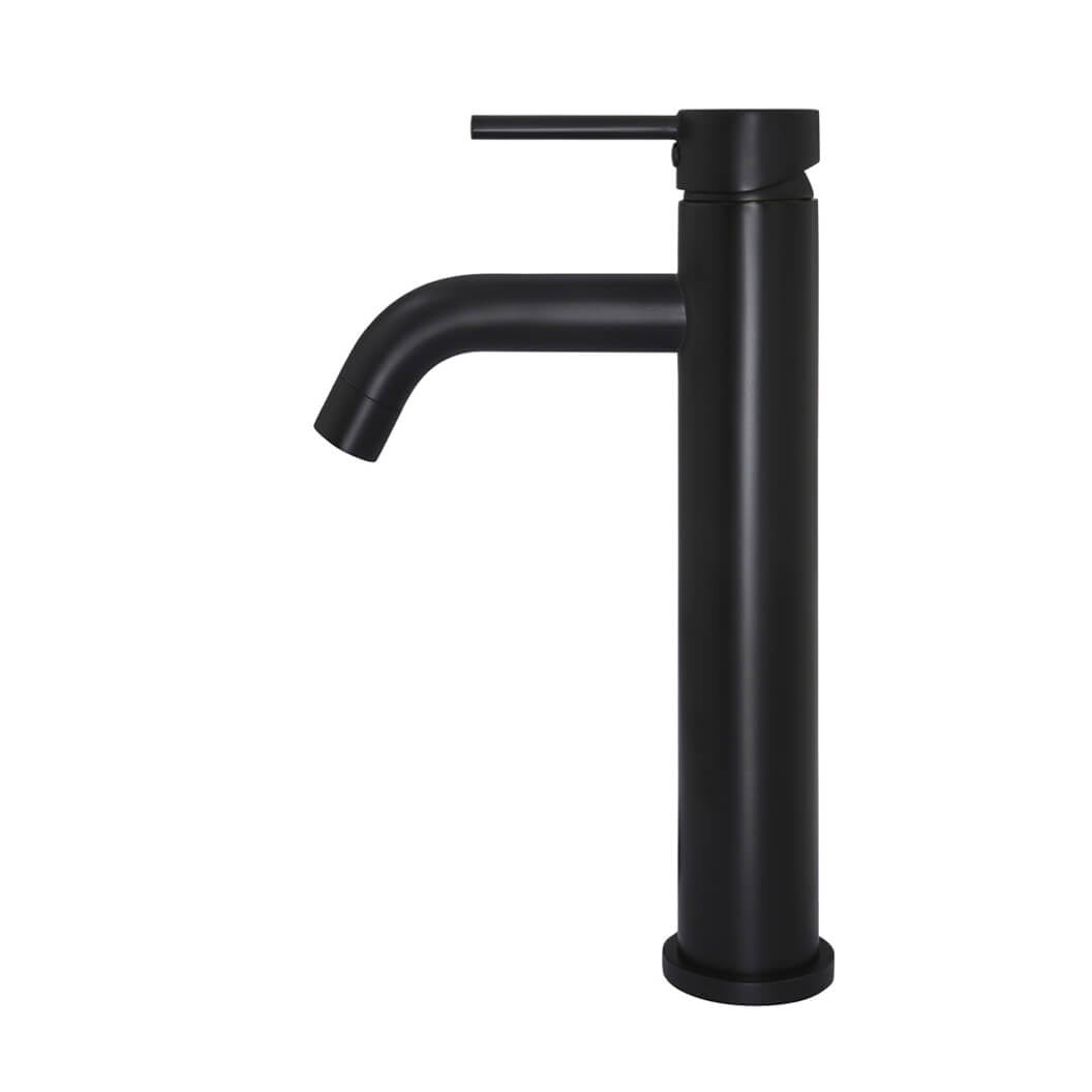 Round Tall Curved Basin Mixer - Matte Black