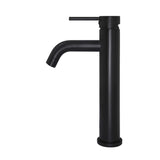 Round Tall Curved Basin Mixer - Matte Black
