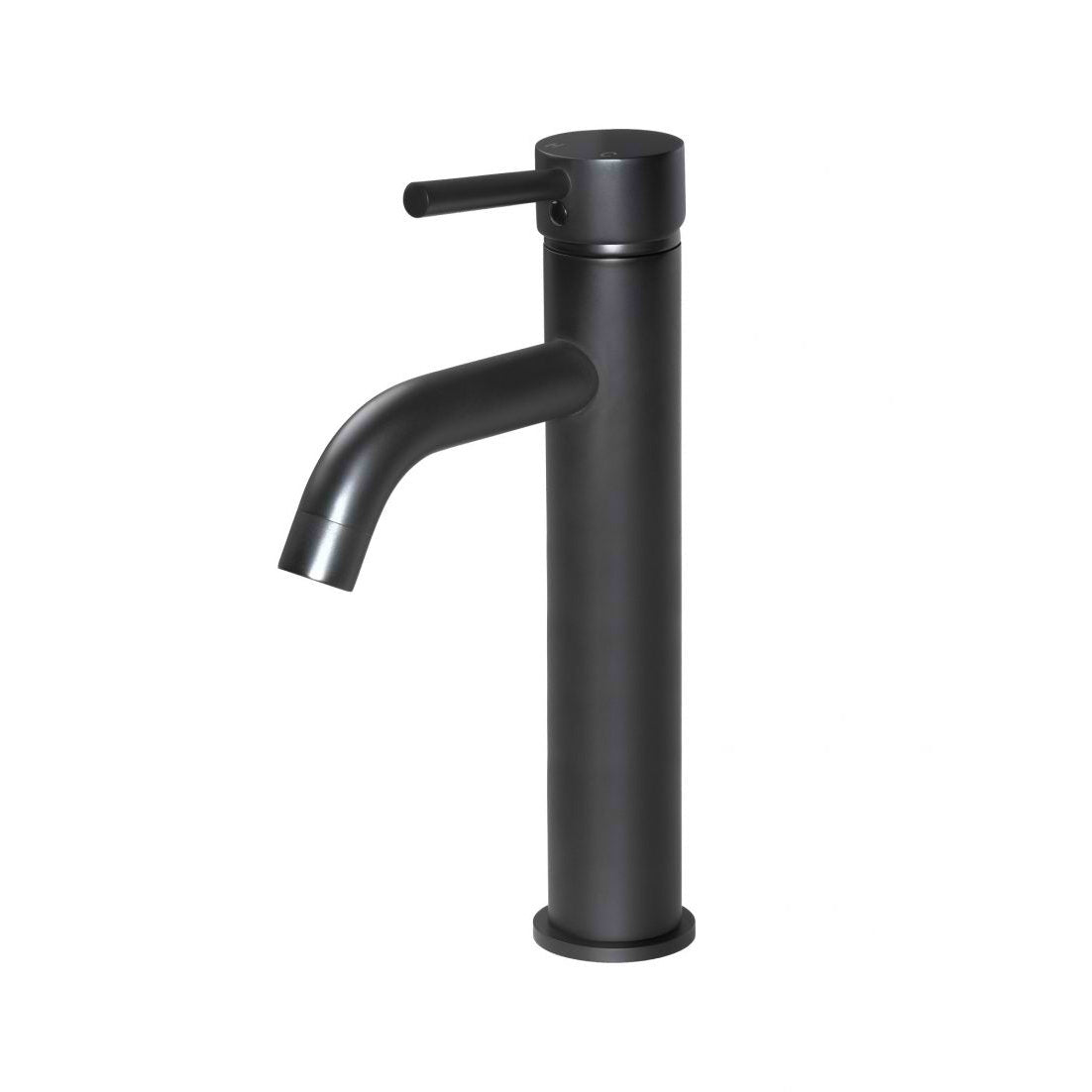 Round Tall Curved Basin Mixer - Matte Black