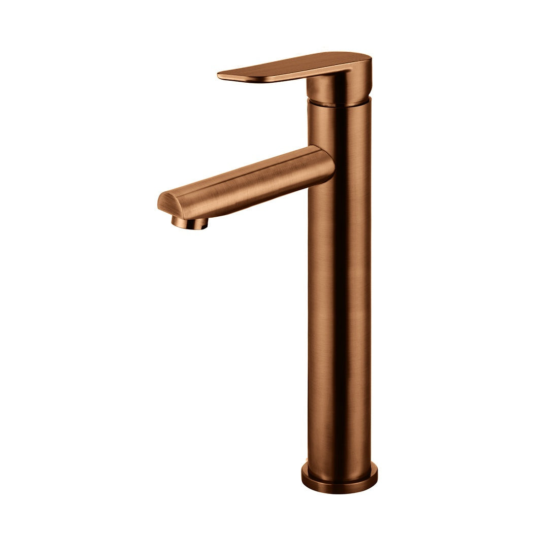 Round Paddle Tall Basin Mixer - Lustre Bronze