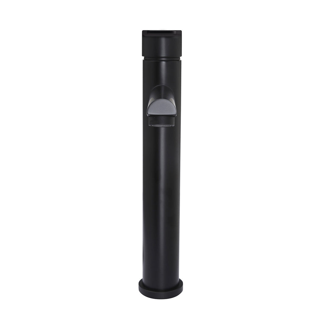 Round Paddle Tall Basin Mixer in Matte Black - close-up detail view