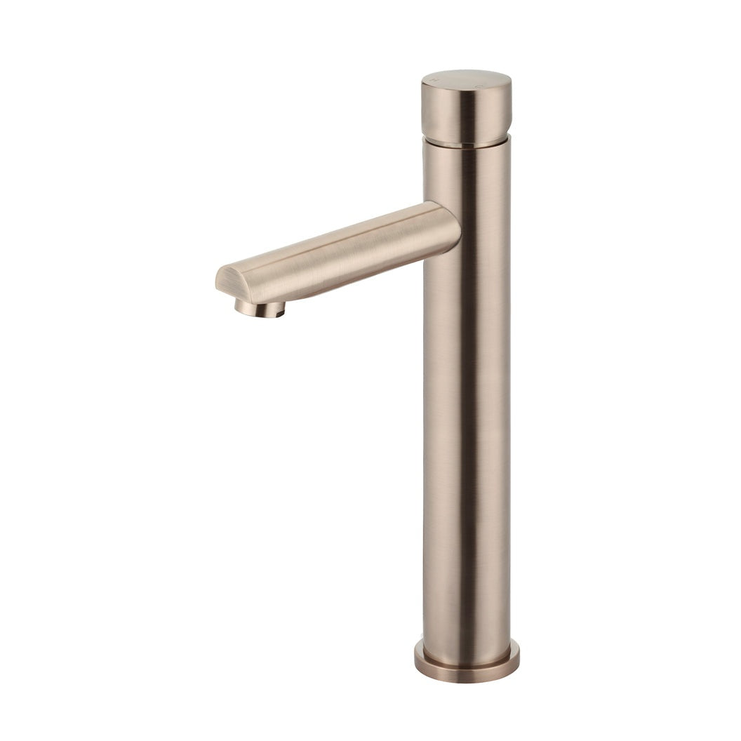 Round Pinless Tall Basin Mixer in Matte Black - finish and profile close-up