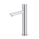 Round Pinless Tall Basin Mixer in Matte Black - side profile view