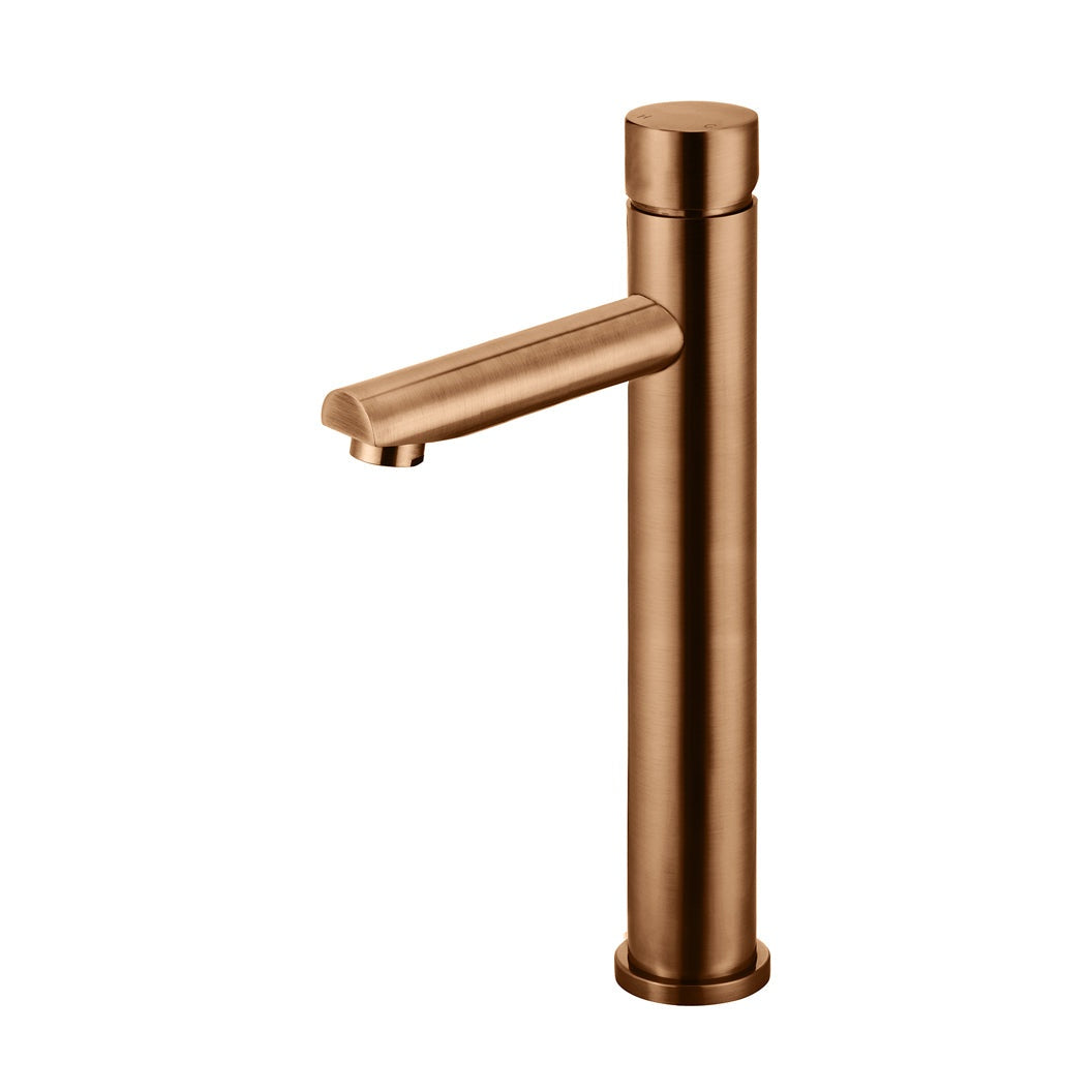 Round Pinless Tall Basin Mixer - Lustre Bronze