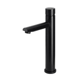 Round Pinless Tall Basin Mixer in Matte Black - front view