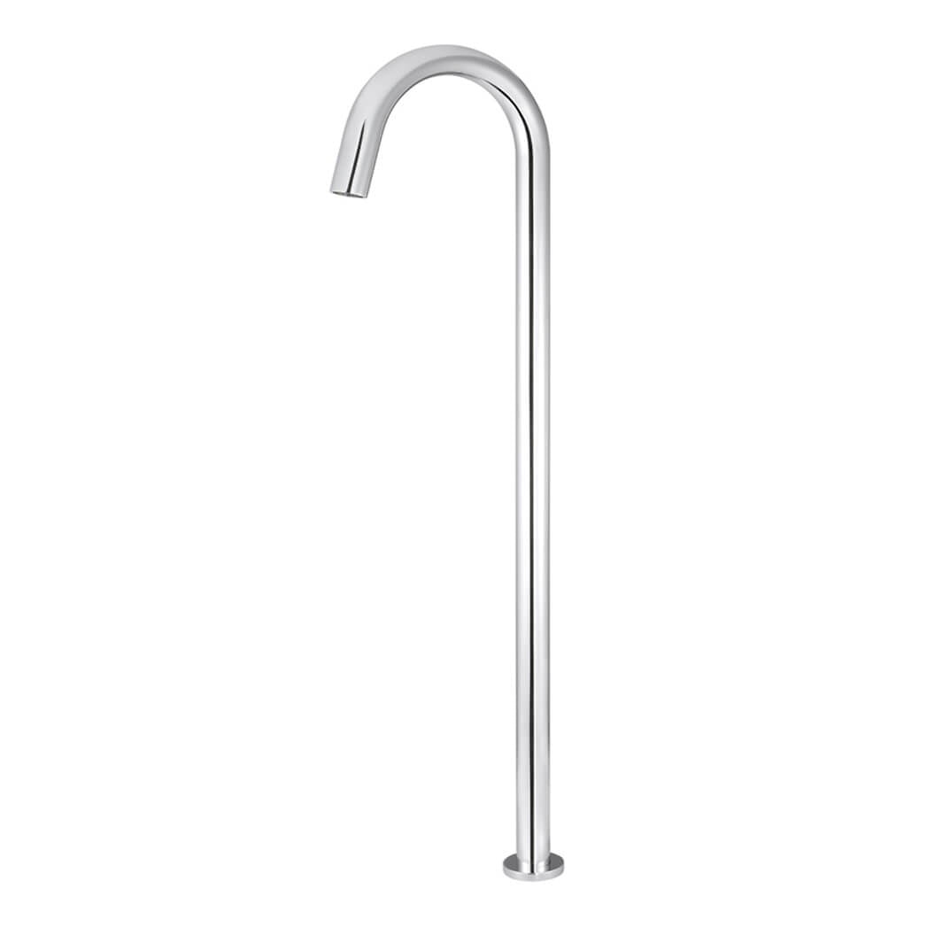 Round Freestanding Bath Spout in Matte Black - side profile view