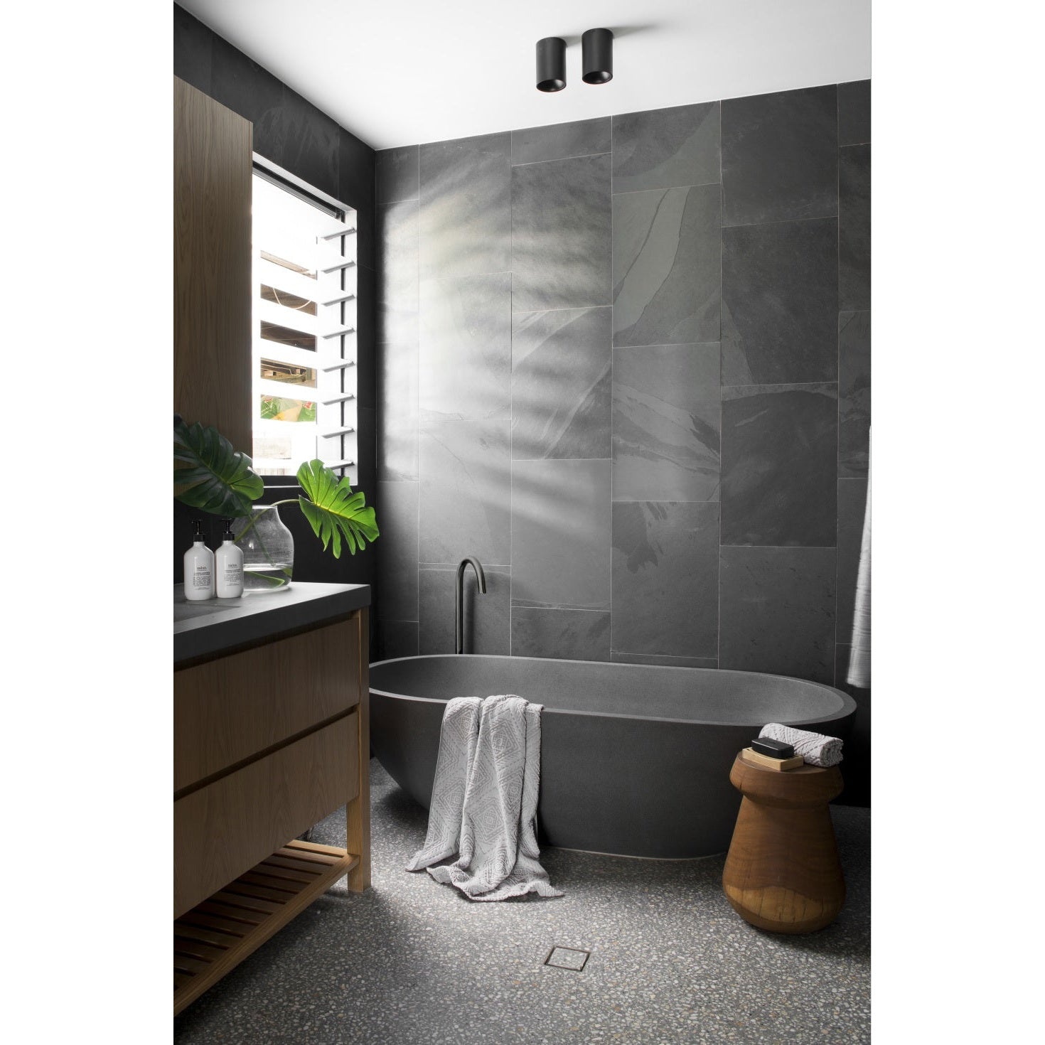 Round Freestanding Bath Spout - Shadow