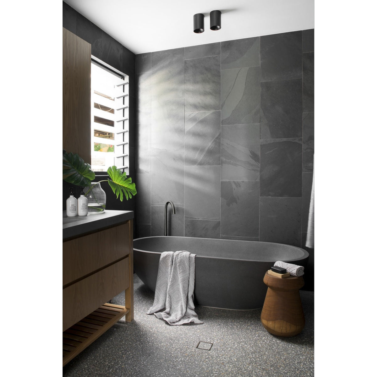 Round Freestanding Bath Spout - Shadow