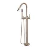 Round Freestanding Bath Spout and Hand Shower in Matte Black - side profile view (12 of 40)