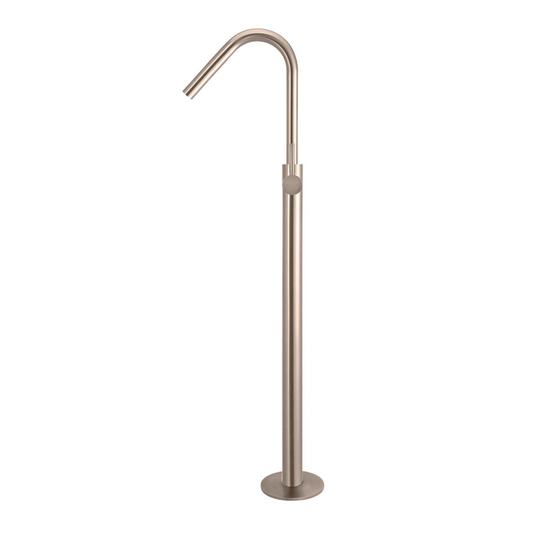 Round Freestanding Bath Spout and Hand Shower - Champagne