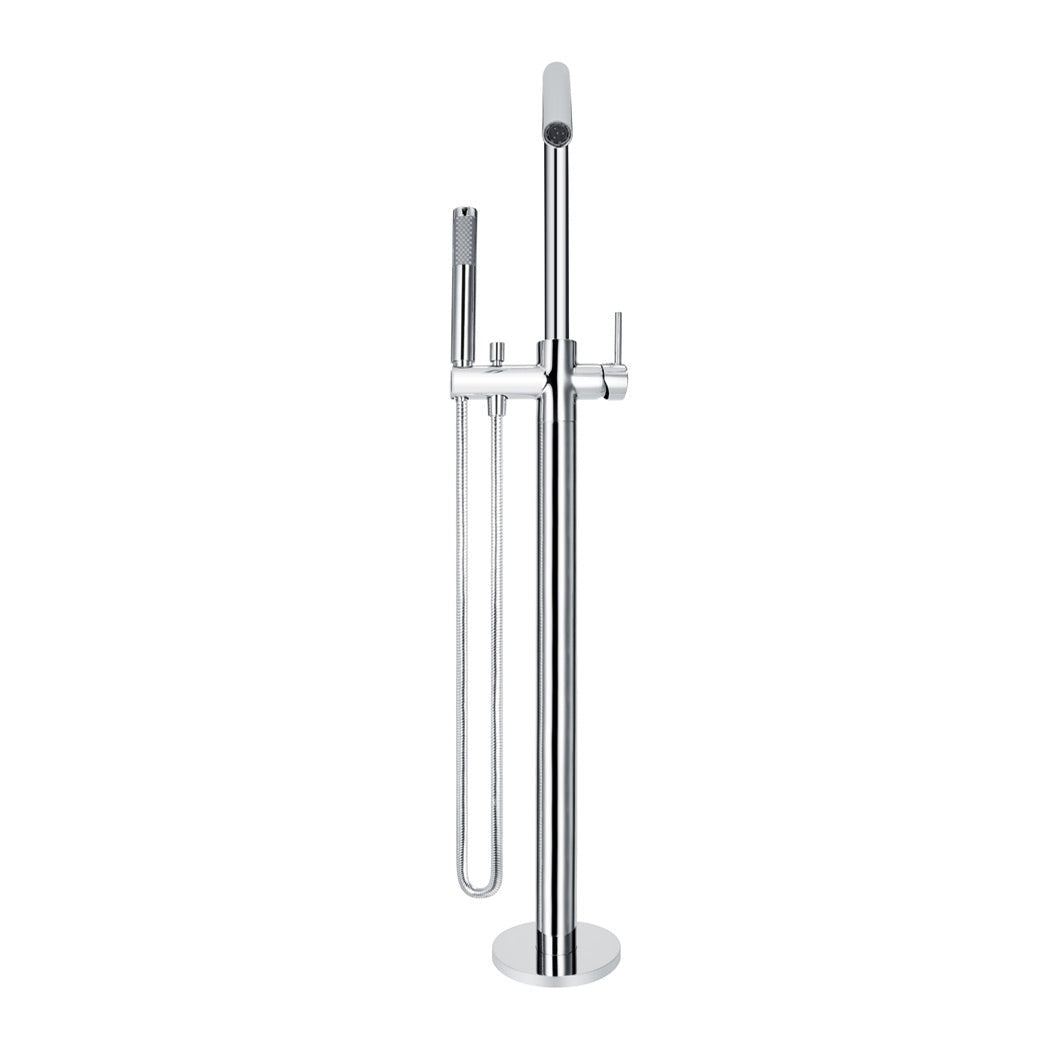 Round Freestanding Bath Spout and Hand Shower - Polished Chrome