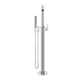 Round Freestanding Bath Spout and Hand Shower - Polished Chrome