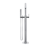 Round Freestanding Bath Spout and Hand Shower in Matte Black - angled product view (10 of 40)