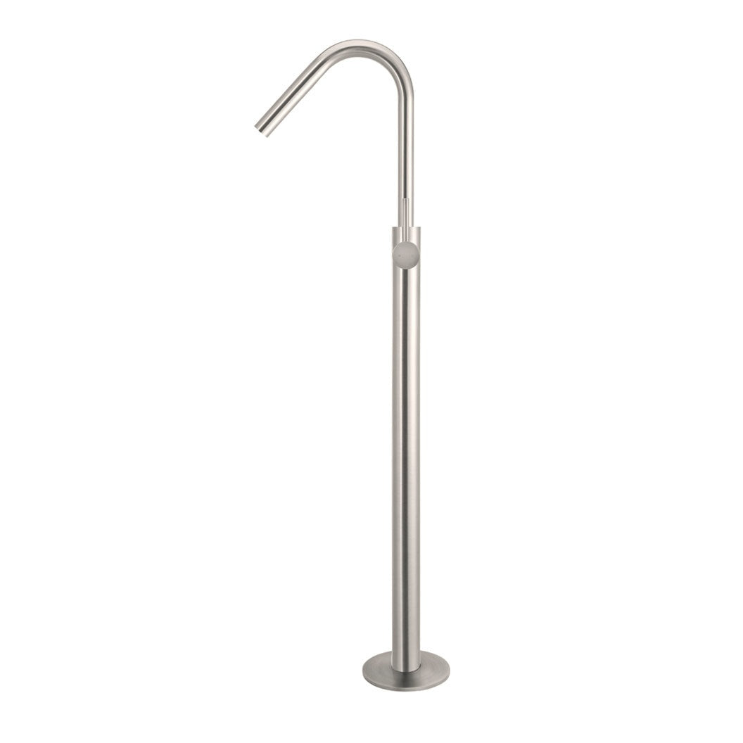 Round Freestanding Bath Spout and Hand Shower - Brushed Nickel