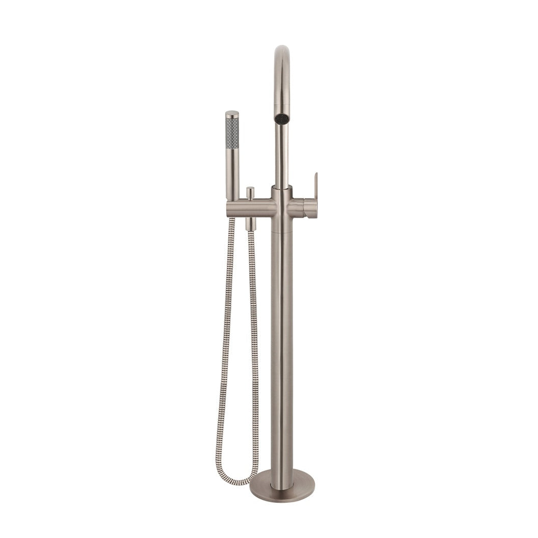 Round Paddle Freestanding Bath Spout and Hand Shower - Champagne