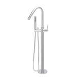 Round Paddle Freestanding Bath Spout and Hand Shower in Matte Black - rear mounting detail