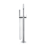 Round Paddle Freestanding Bath Spout and Hand Shower in Matte Black - full product view