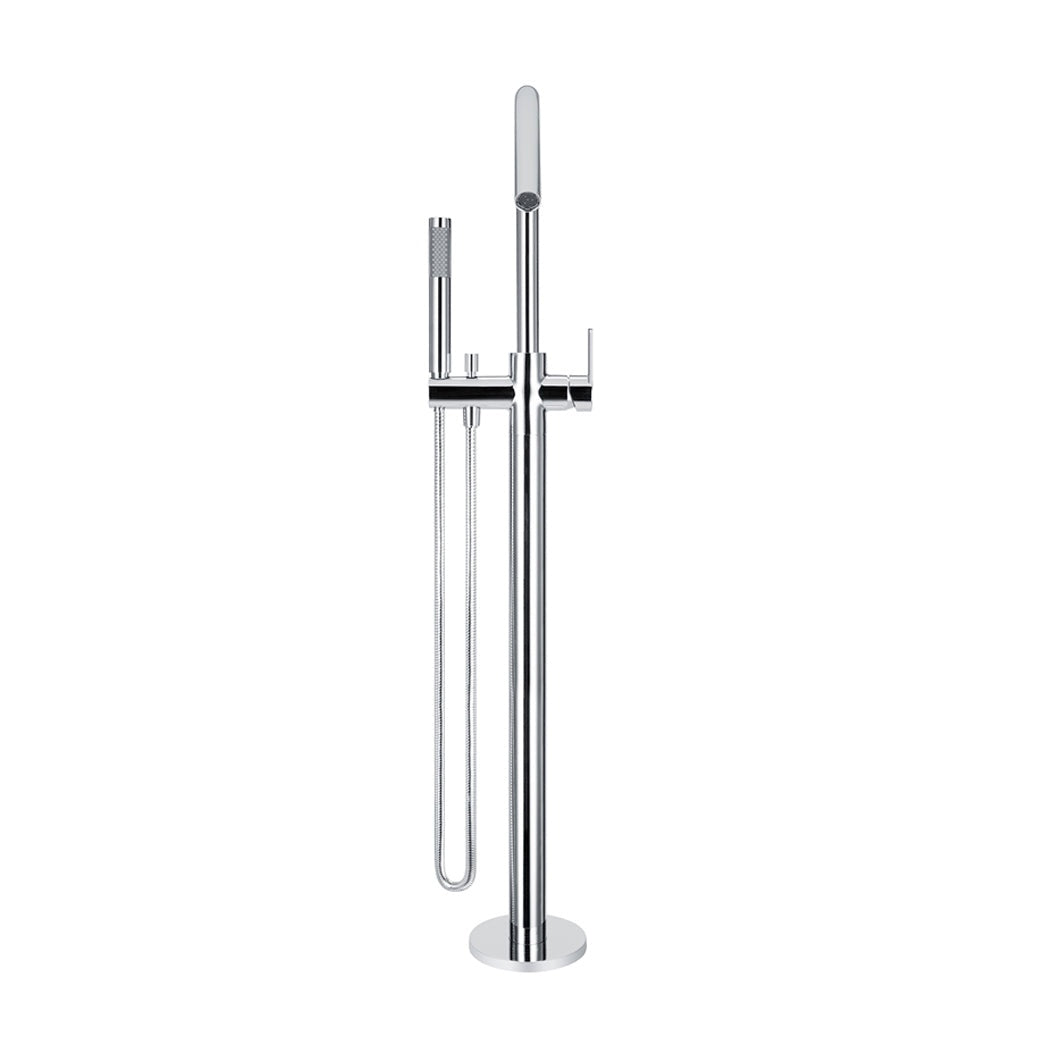 Round Paddle Freestanding Bath Spout and Hand Shower in Matte Black - full product view