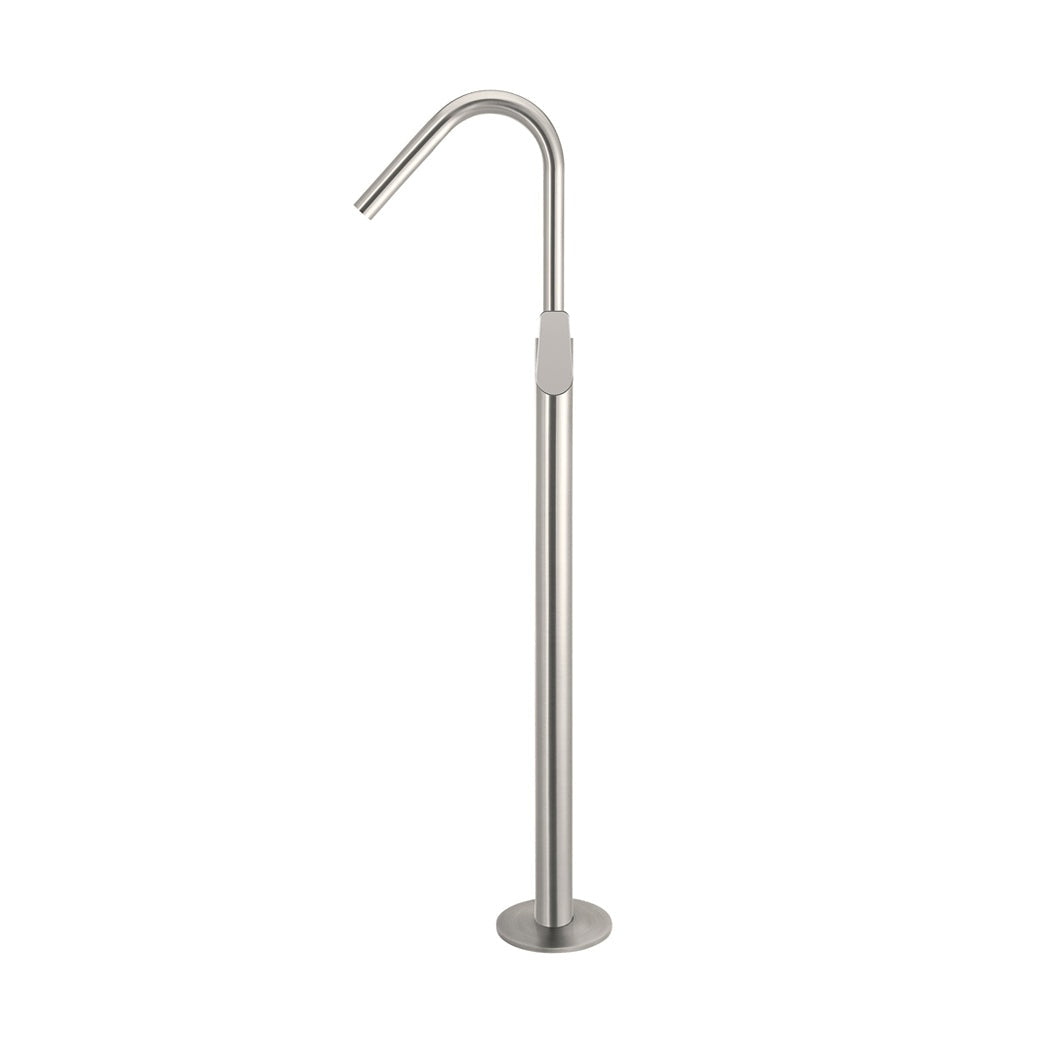 Round Paddle Freestanding Bath Spout and Hand Shower - Brushed Nickel