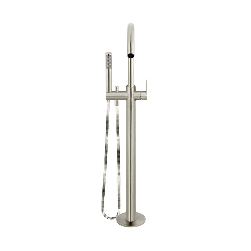 Round Paddle Freestanding Bath Spout and Hand Shower in Matte Black - front view (17 of 30)