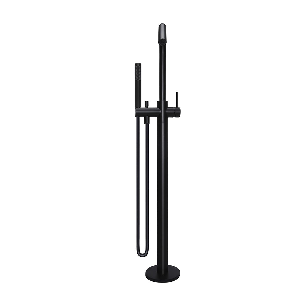 Round Paddle Freestanding Bath Spout and Hand Shower - Matte Black