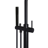 Round Paddle Freestanding Bath Spout and Hand Shower - Matte Black