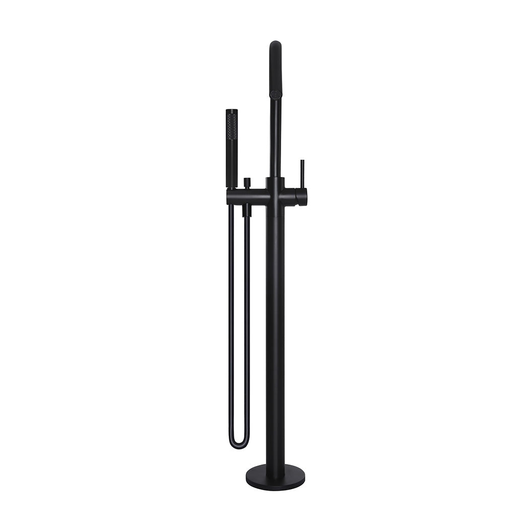 Round Paddle Freestanding Bath Spout and Hand Shower - Matte Black