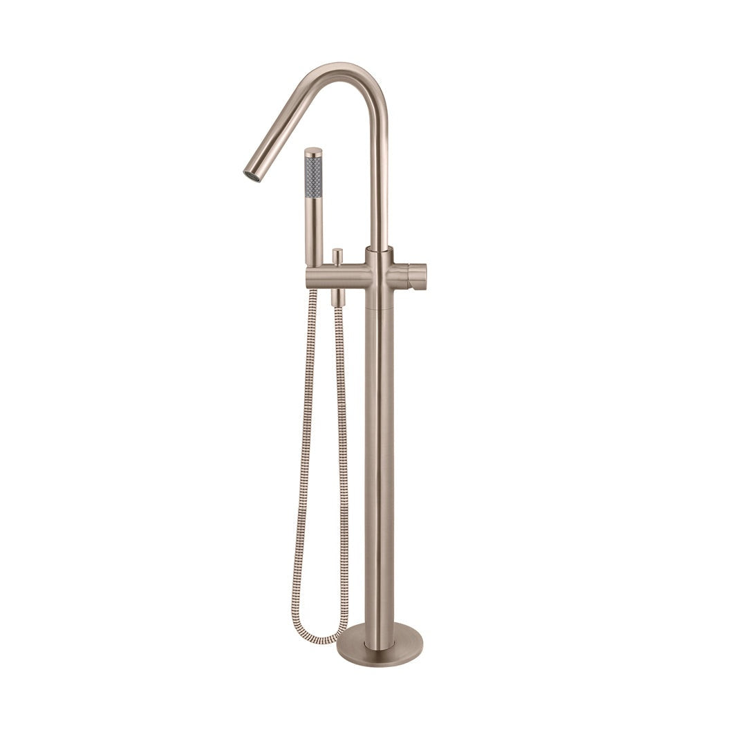 Round Pinless Freestanding Bath Spout and Hand Shower