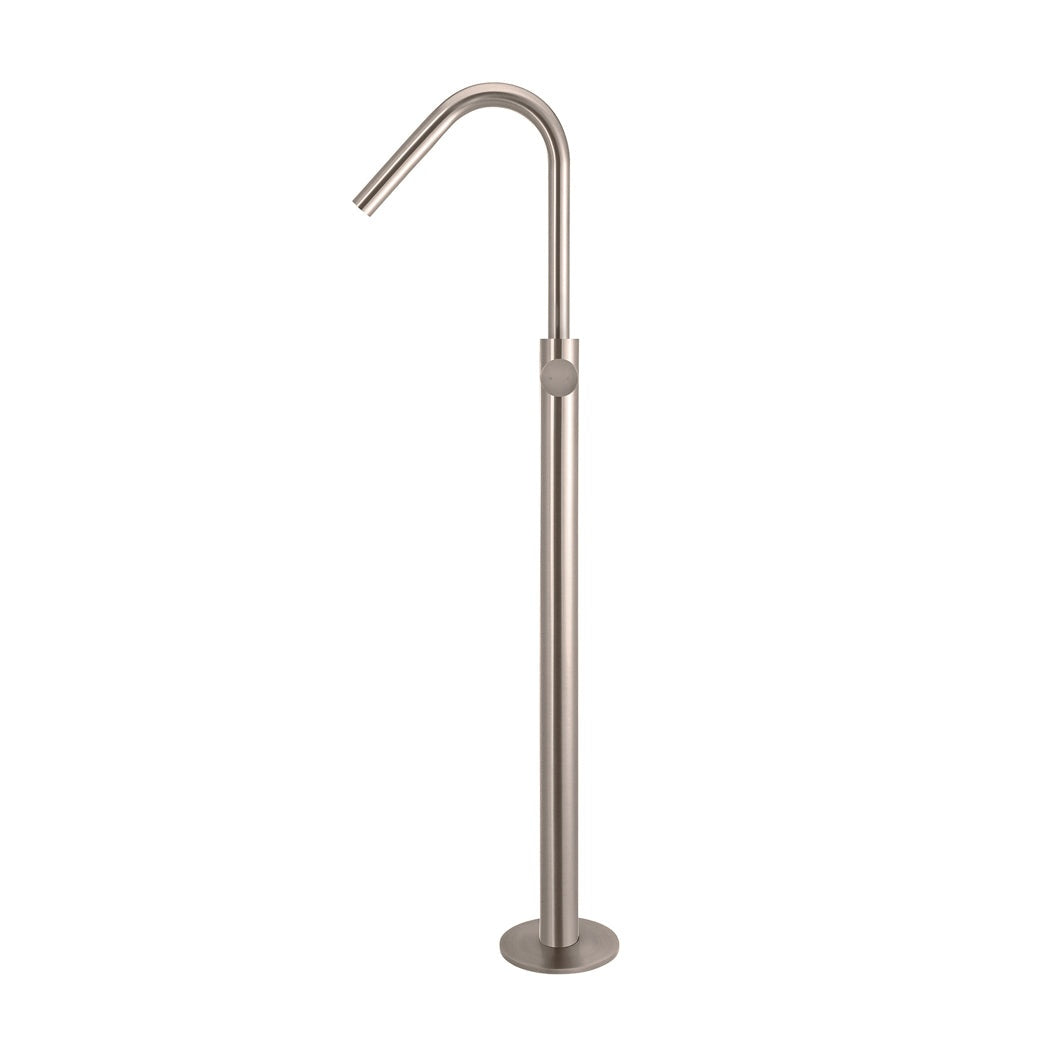 Round Pinless Freestanding Bath Spout and Hand Shower - Champagne