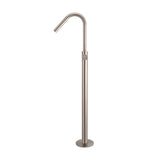 Round Pinless Freestanding Bath Spout and Hand Shower - Champagne