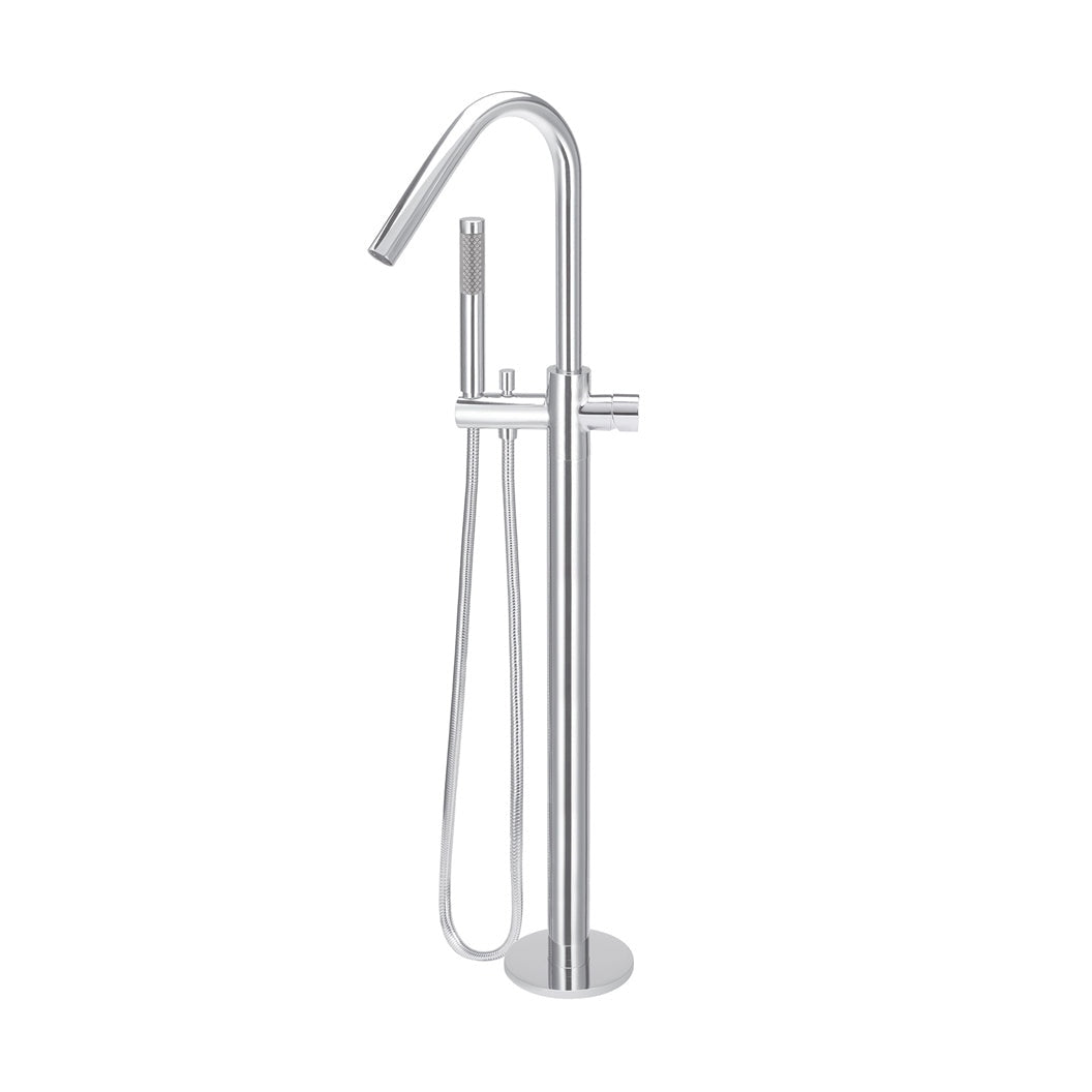 Round Pinless Freestanding Bath Spout and Hand Shower