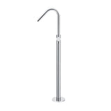 Round Pinless Freestanding Bath Spout and Hand Shower - Polished Chrome