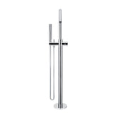 Round Pinless Freestanding Bath Spout and Hand Shower - Polished Chrome