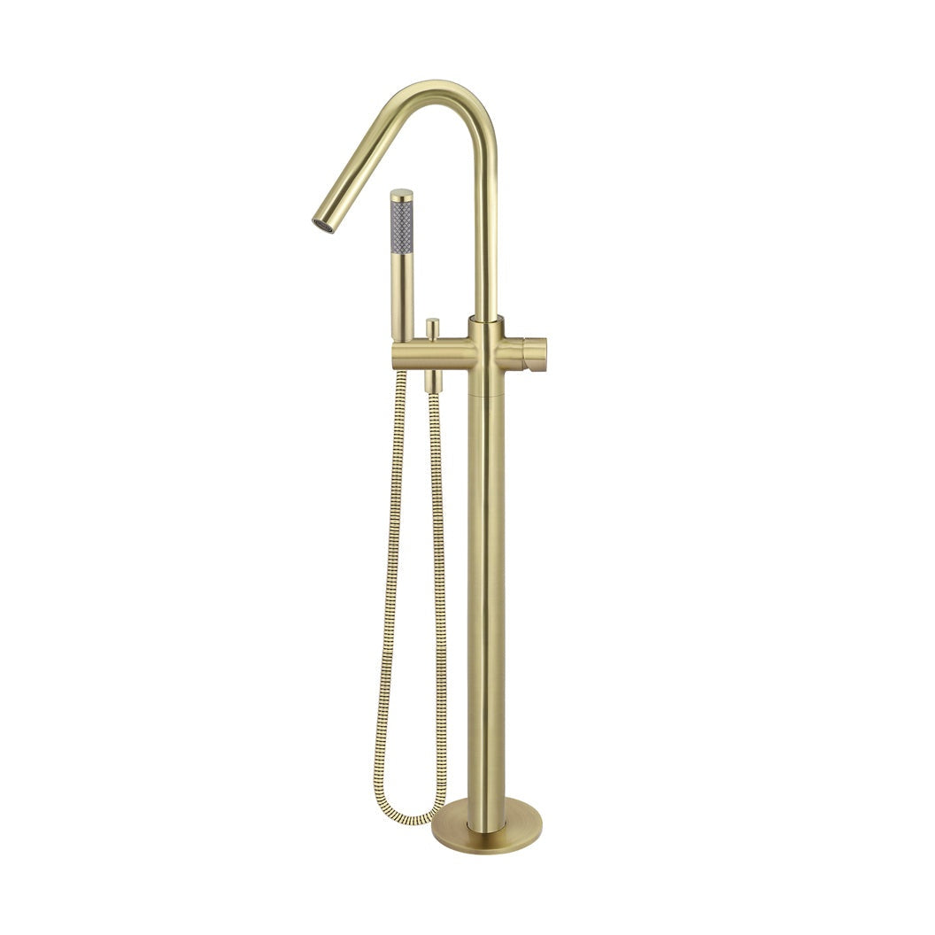 Round Pinless Freestanding Bath Spout and Hand Shower