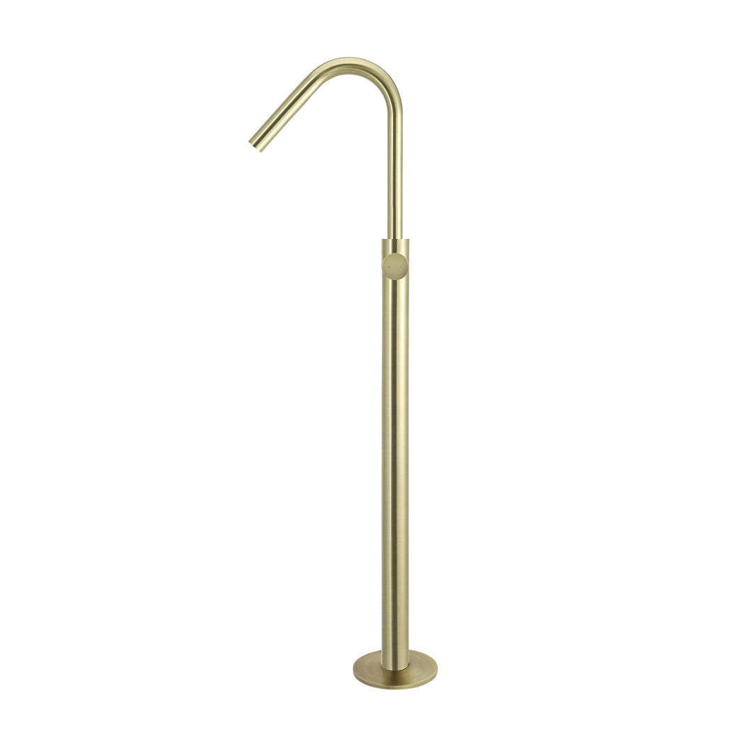 Round Pinless Freestanding Bath Spout and Hand Shower - Tiger Bronze