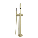 Round Pinless Freestanding Bath Spout and Hand Shower - Tiger Bronze