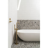 Round Pinless Freestanding Bath Spout and Hand Shower - Tiger Bronze