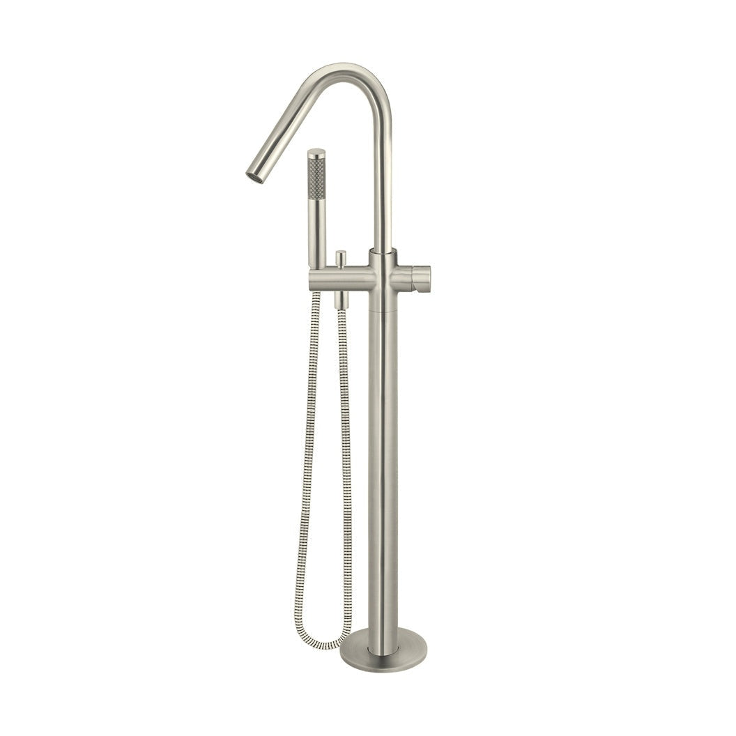 Round Pinless Freestanding Bath Spout and Hand Shower