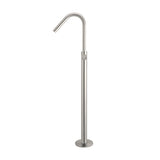 Round Pinless Freestanding Bath Spout and Hand Shower - Brushed Nickel