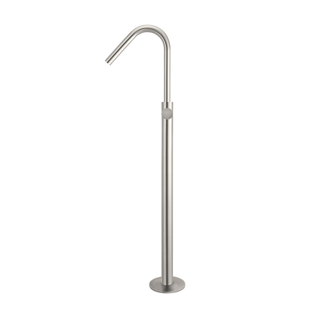 Round Pinless Freestanding Bath Spout and Hand Shower - Brushed Nickel