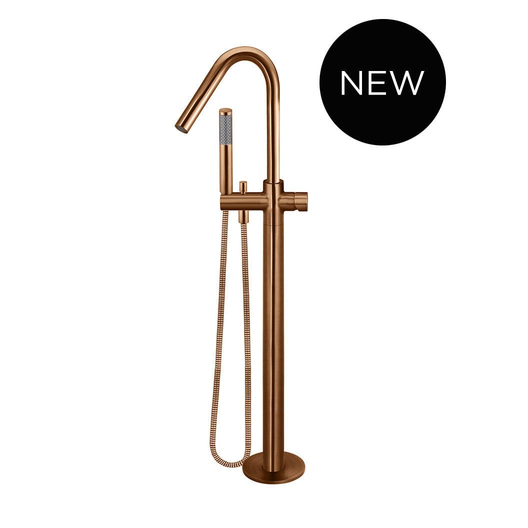 Round Pinless Freestanding Bath Spout and Hand Shower