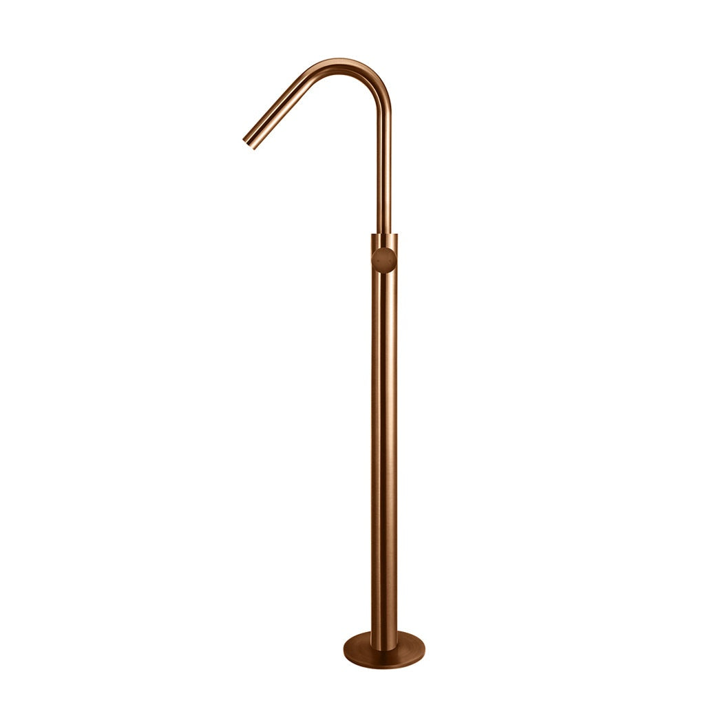 Round Pinless Freestanding Bath Spout and Hand Shower - Lustre Bronze